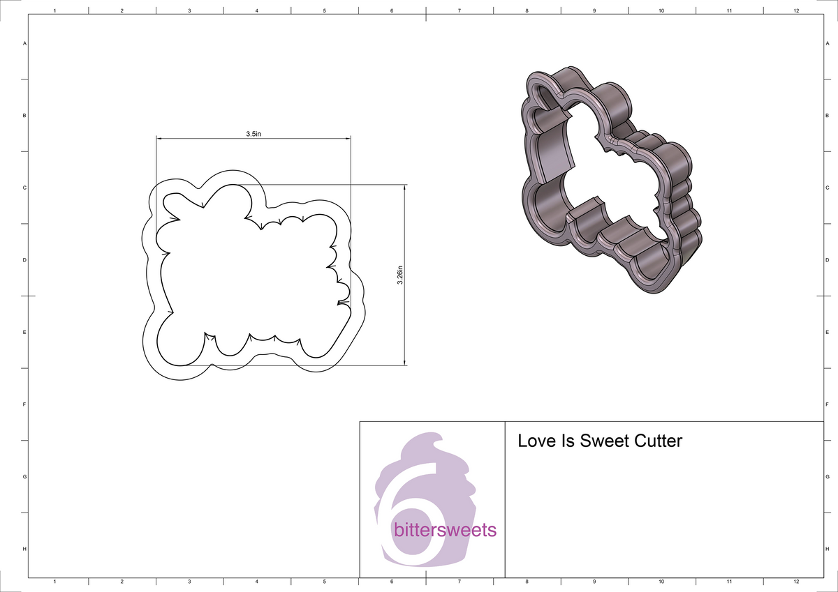 DIGITAL STL Download For Love Is Sweet Lettered Cookie Cutter