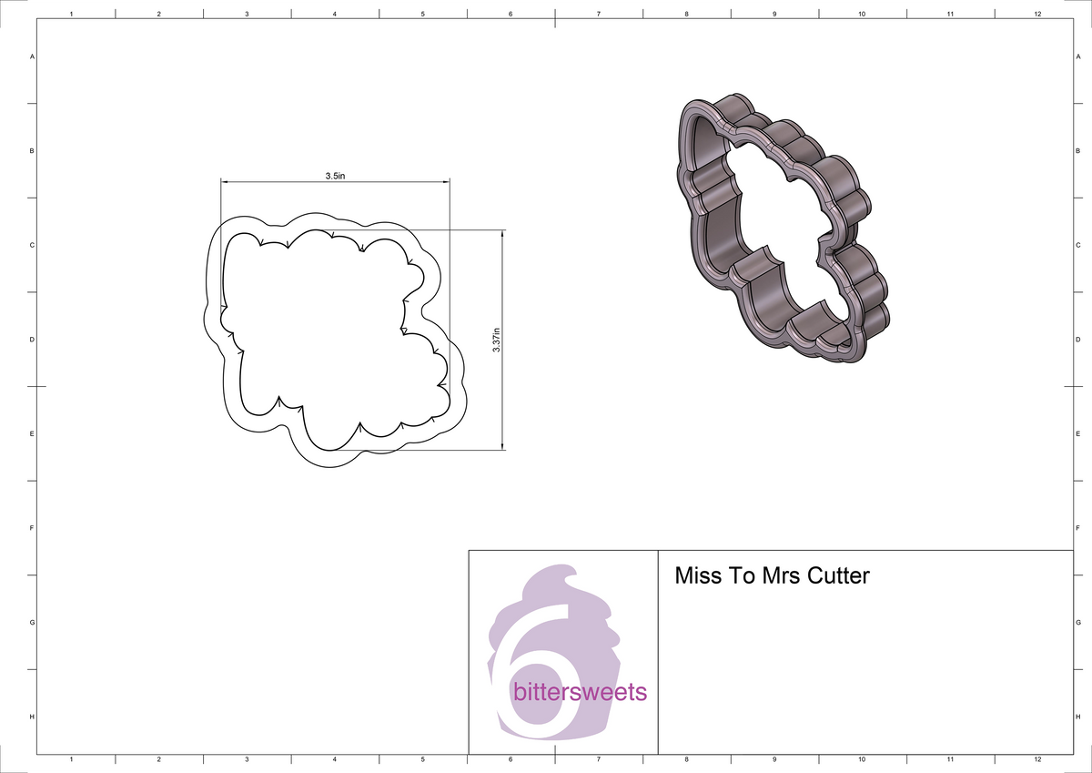DIGITAL STL Download For Miss To Mrs Lettered Cookie Cutter