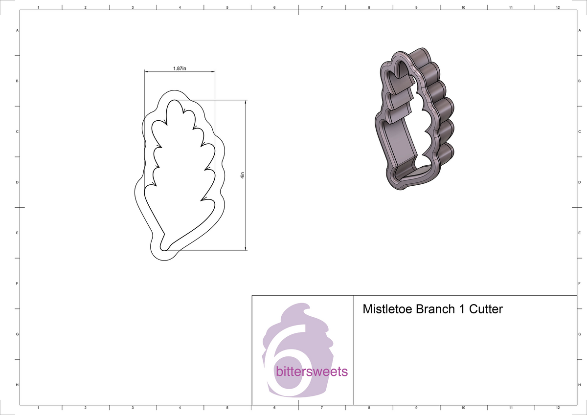 Mistletoe Branch 1 Cookie Cutter