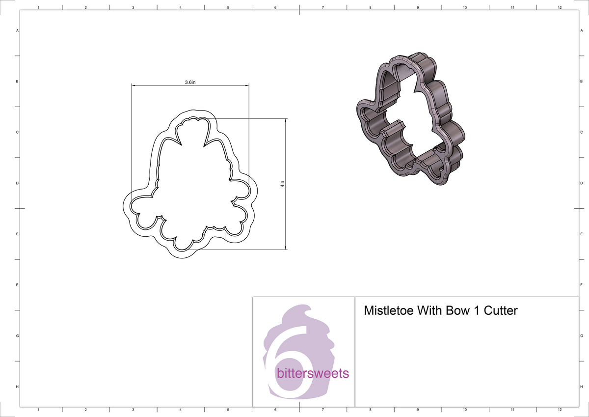 Mistletoe With Bow 1 Cookie Cutter