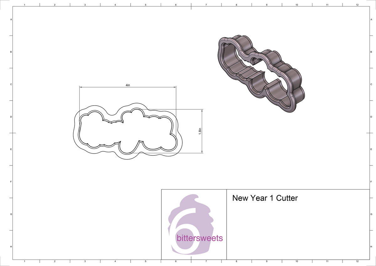 New Year 1 Lettered Cookie Cutter