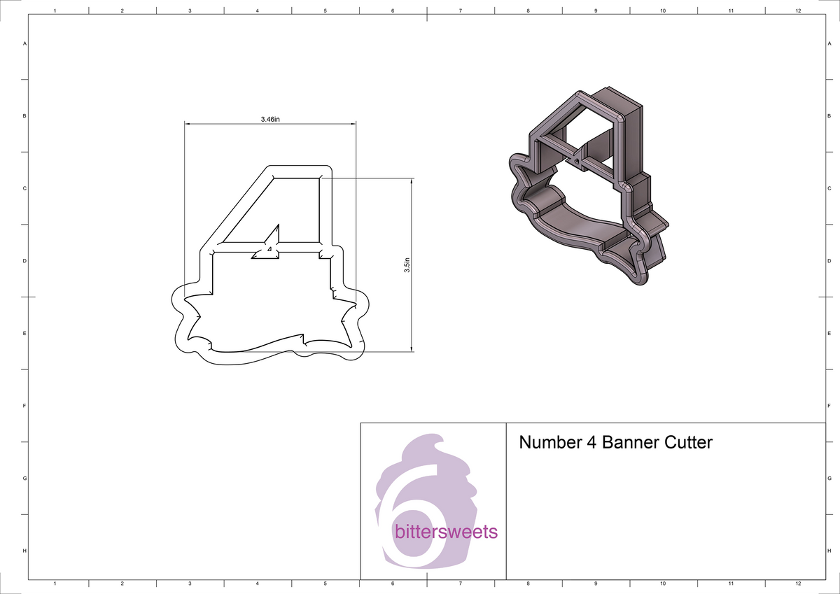 Number 4 Banner Cookie Cutter