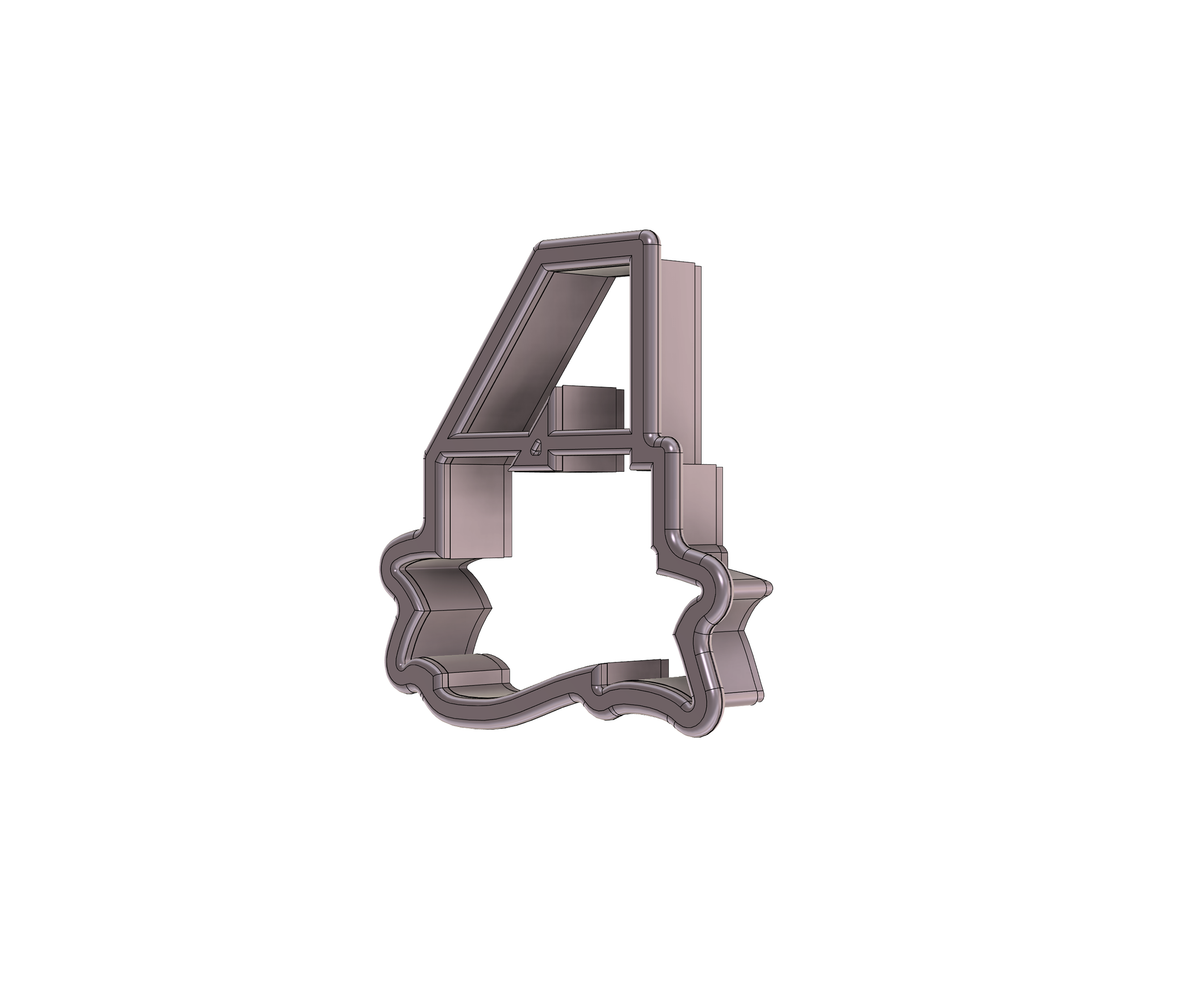 DIGITAL STL Download For Number 4 Banner Cookie Cutter