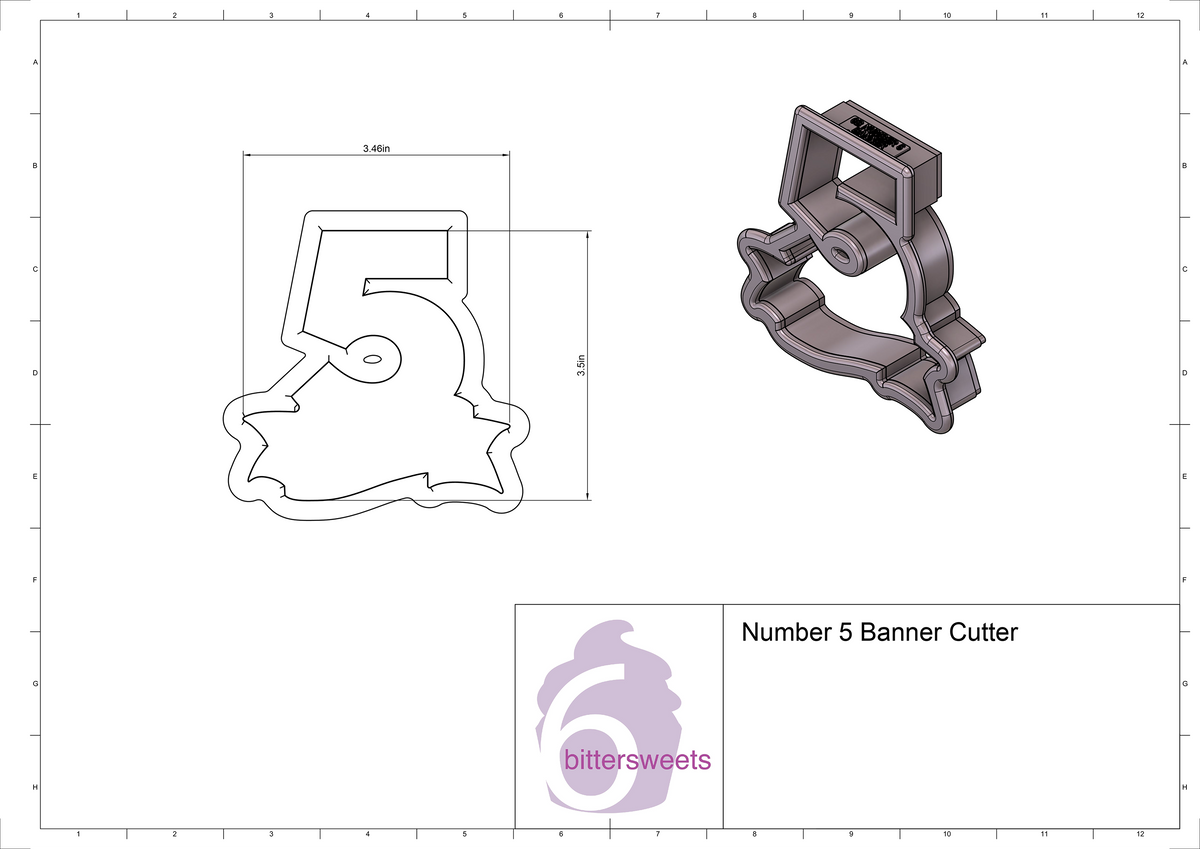 Number 5 Banner Cookie Cutter