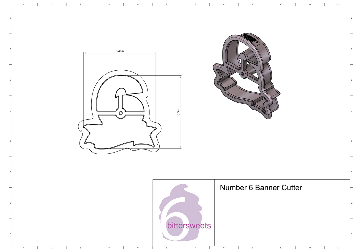 Number 6 Banner Cookie Cutter