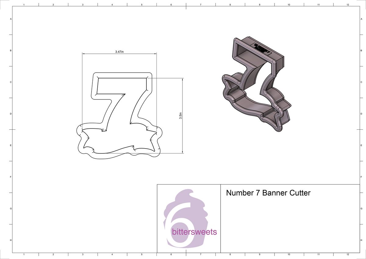 Number 7 Banner Cookie Cutter