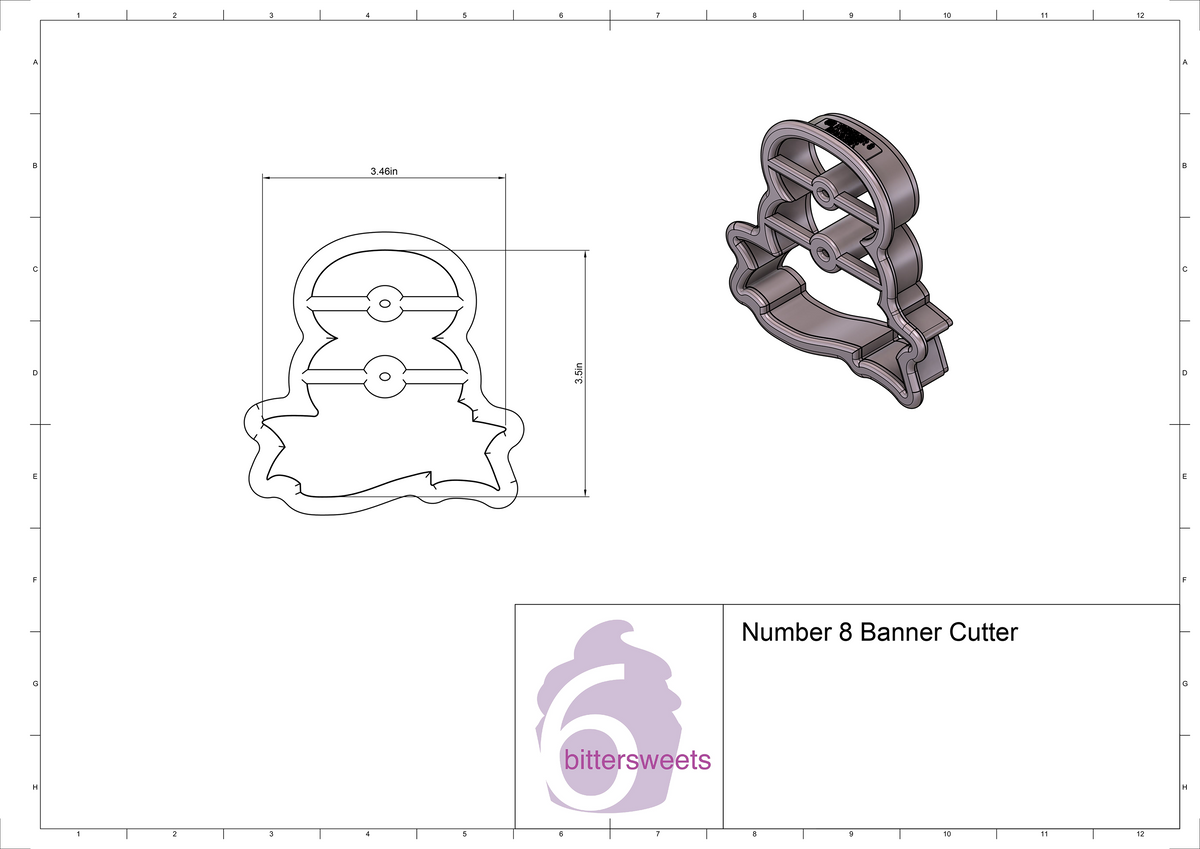 DIGITAL STL Download For Number 8 Banner Cookie Cutter