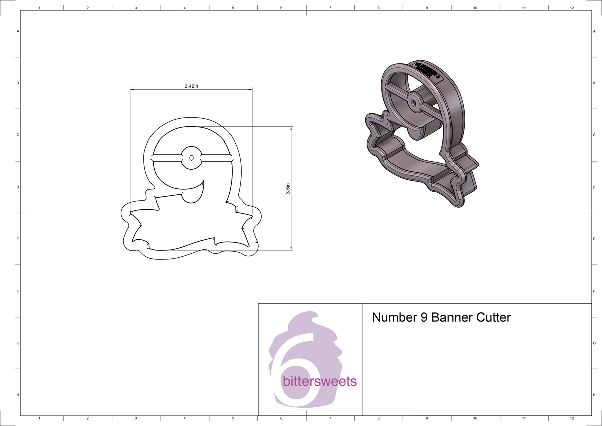 DIGITAL STL Download For Number 9 Banner Cookie Cutter