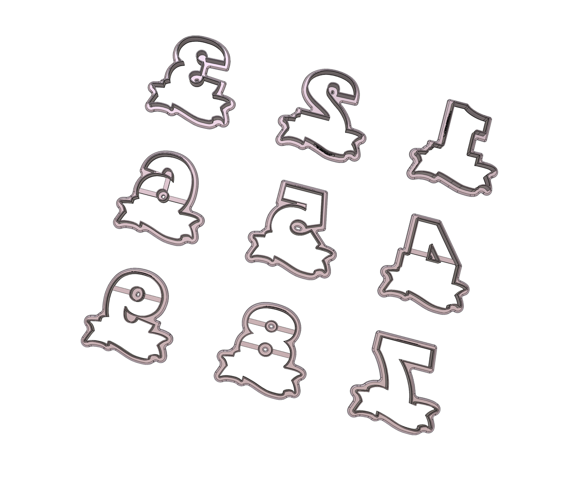 DIGITAL STL Download For Number Banners 1 - 9 Cookie Cutters