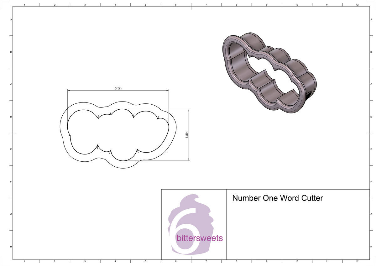 DIGITAL STL Download For Number One Word Lettered Cookie Cutter