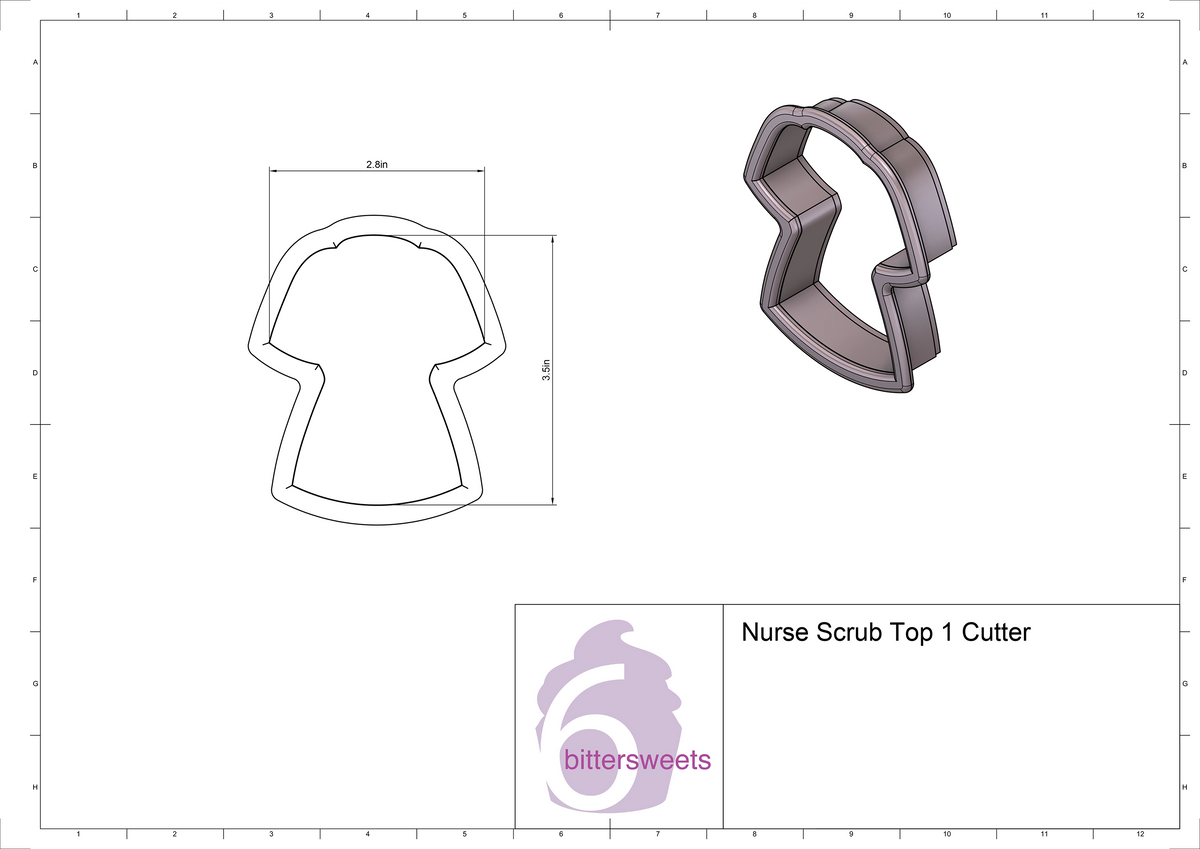 DIGITAL STL Download For Nurse Scrub Top 1 Cookie Cutter