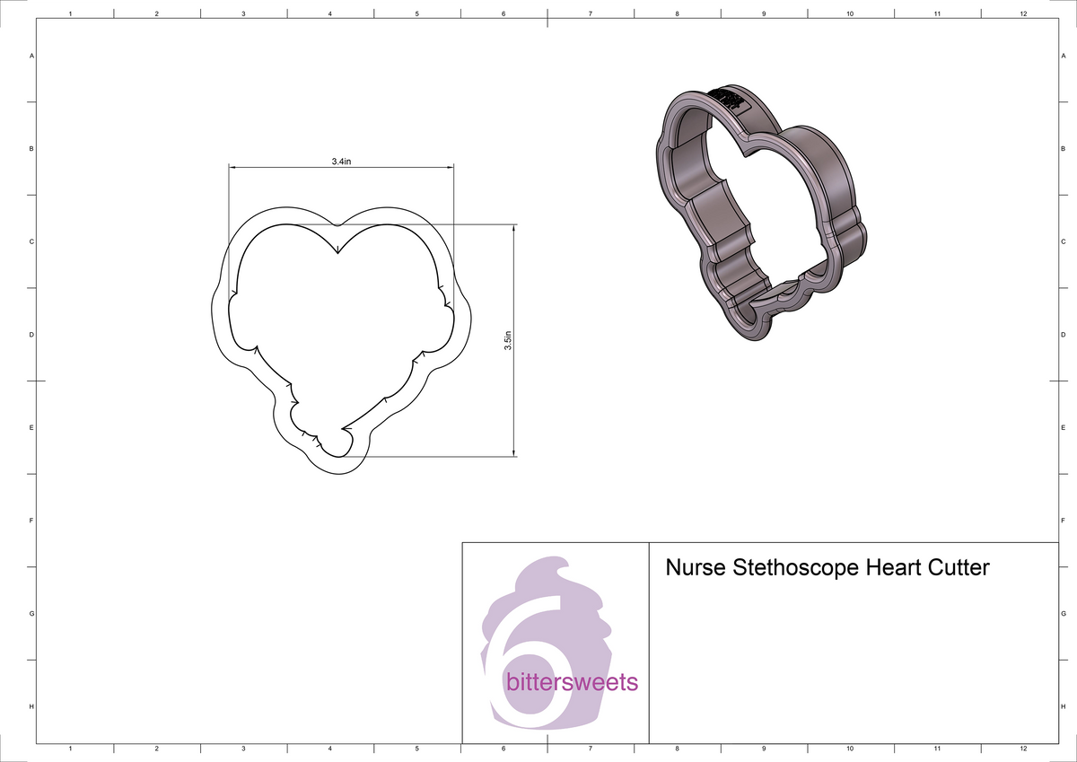 Nurse Stethoscope Heart Cookie Cutter
