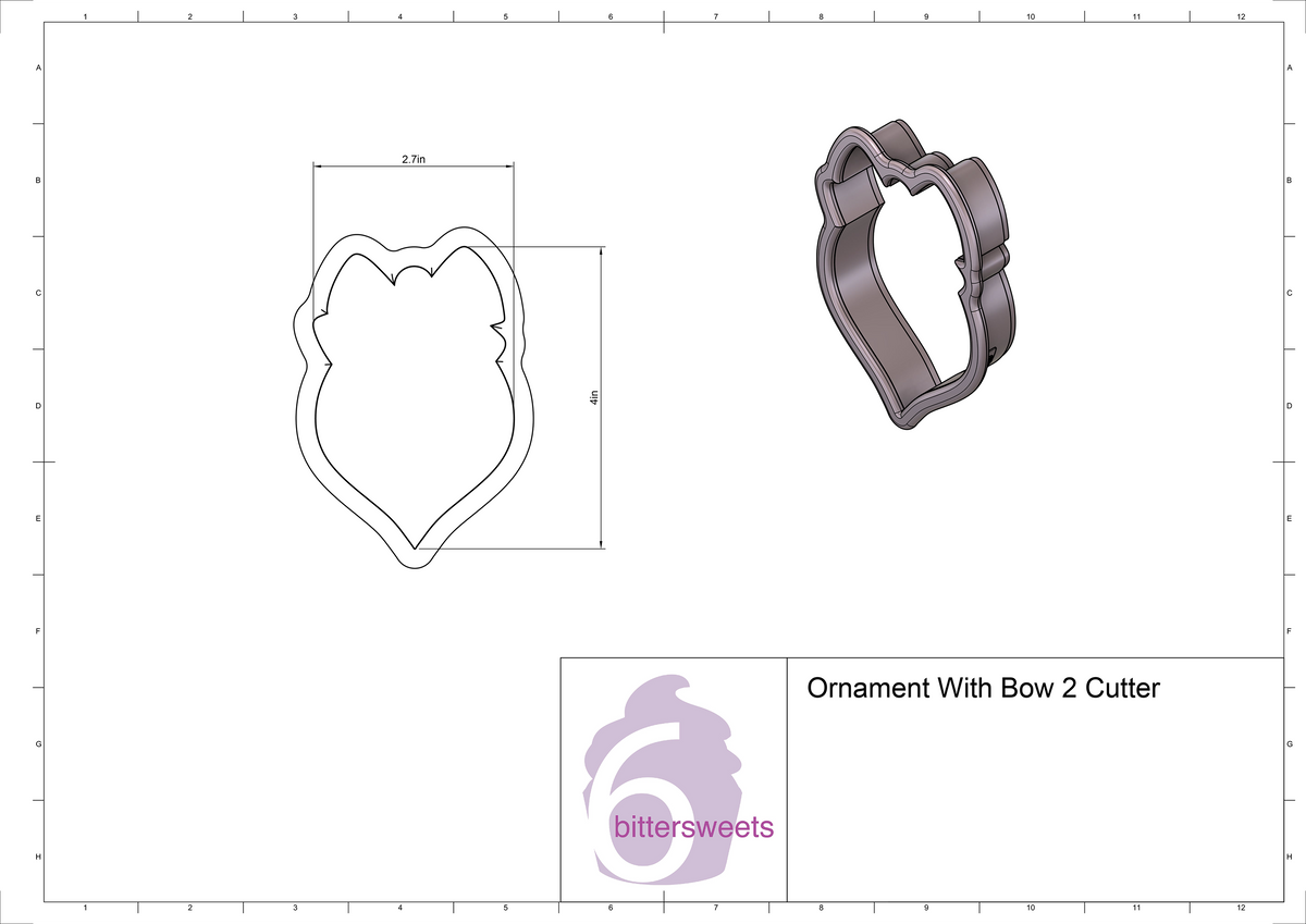 DIGITAL STL Download For Ornament With Bow 2 Cookie Cutter