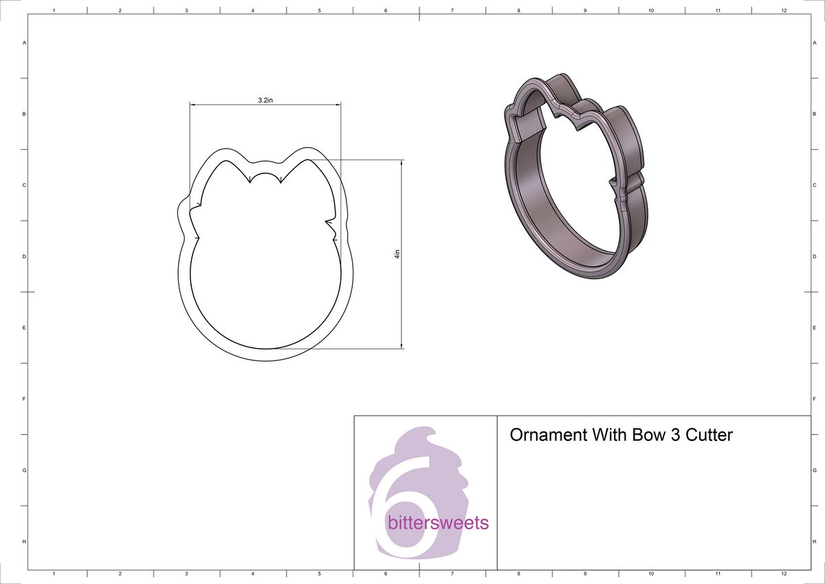 Ornament With Bow 3 Cookie Cutter