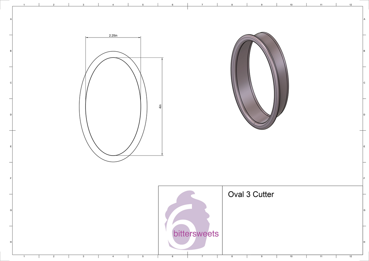 DIGITAL STL Download For Oval Plaque 3 Cookie Cutter