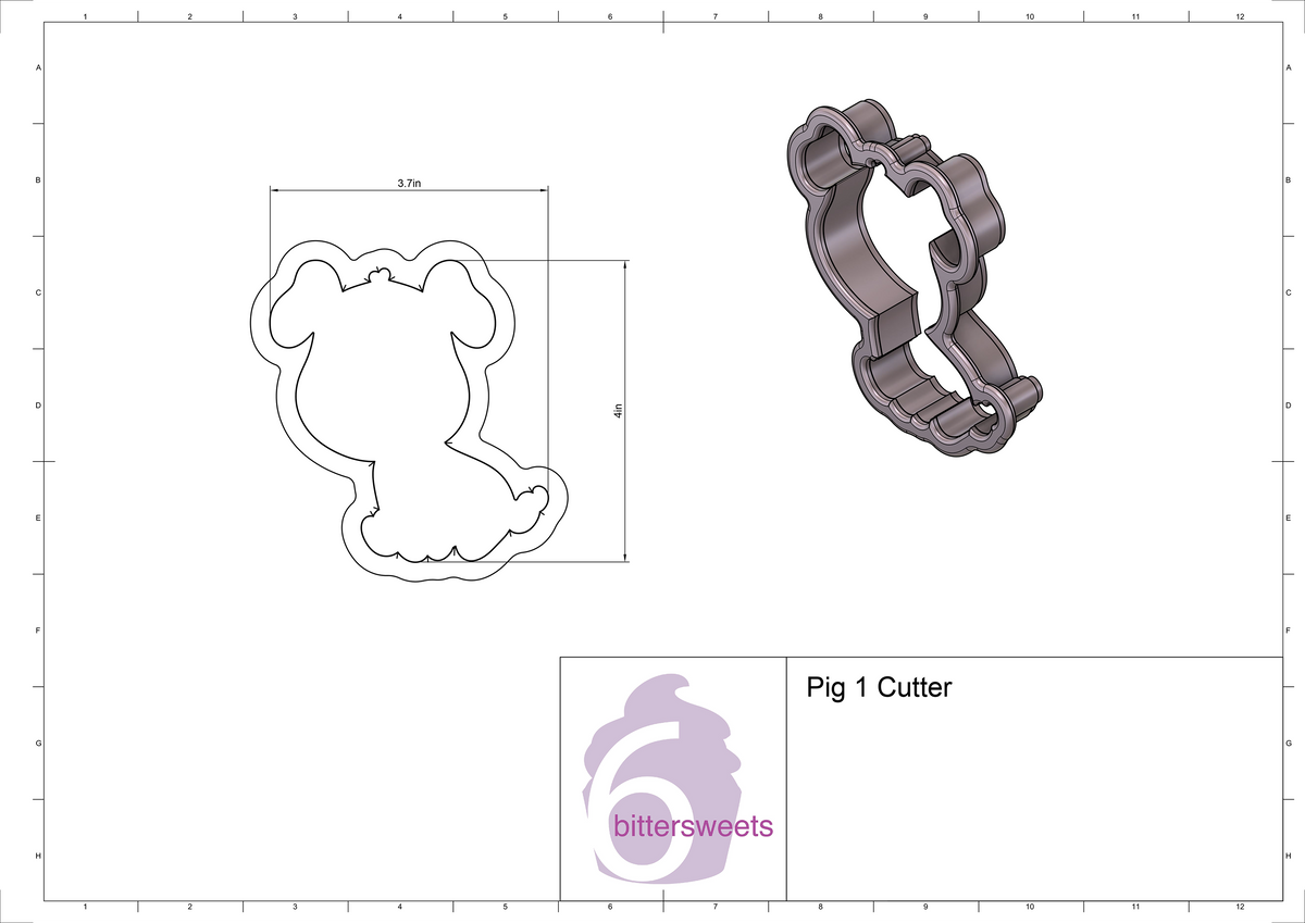 DIGITAL STL Download For Pig 1 Cookie Cutter