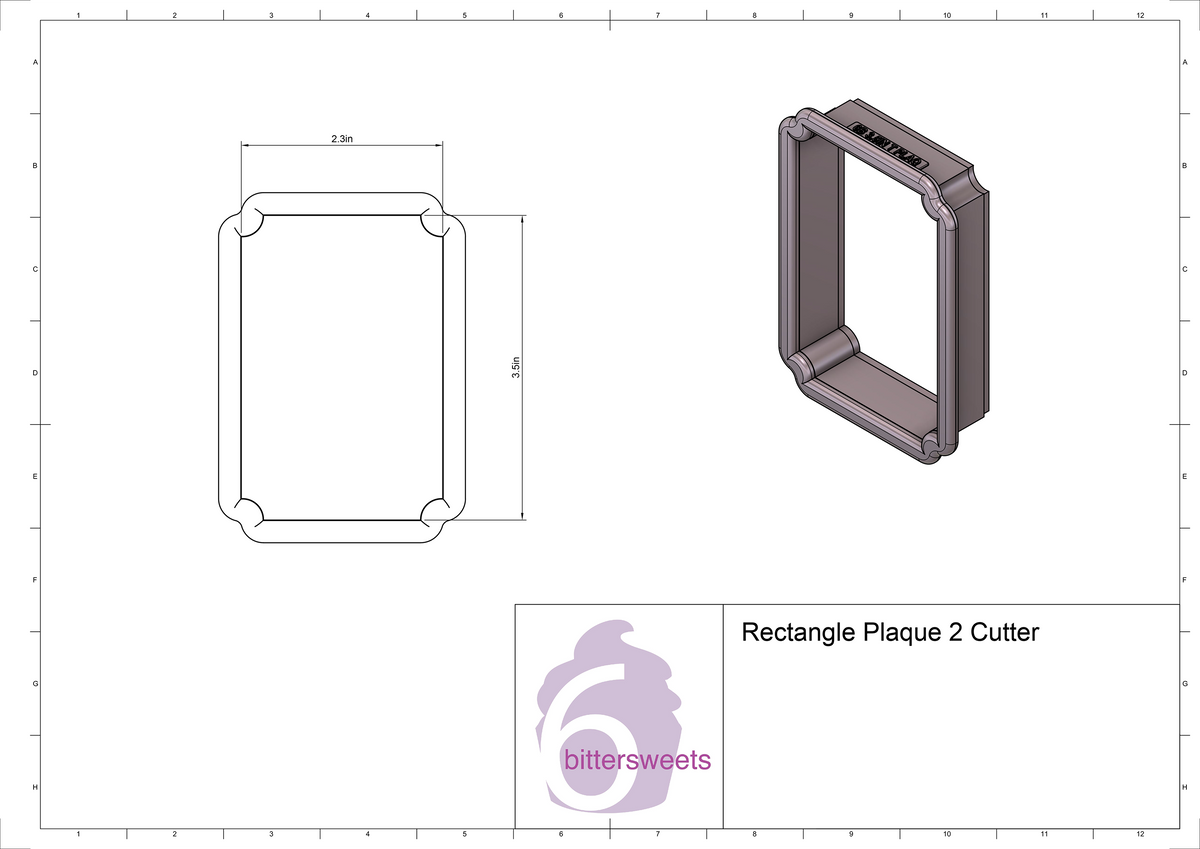 DIGITAL STL Download For Rectangle Plaque 2 Cookie Cutter
