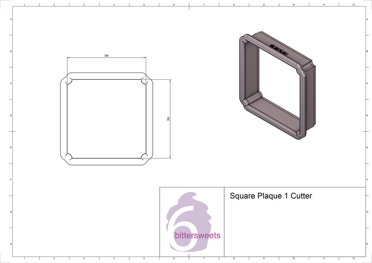 DIGITAL STL Download For Square Plaque 1 Cookie Cutter