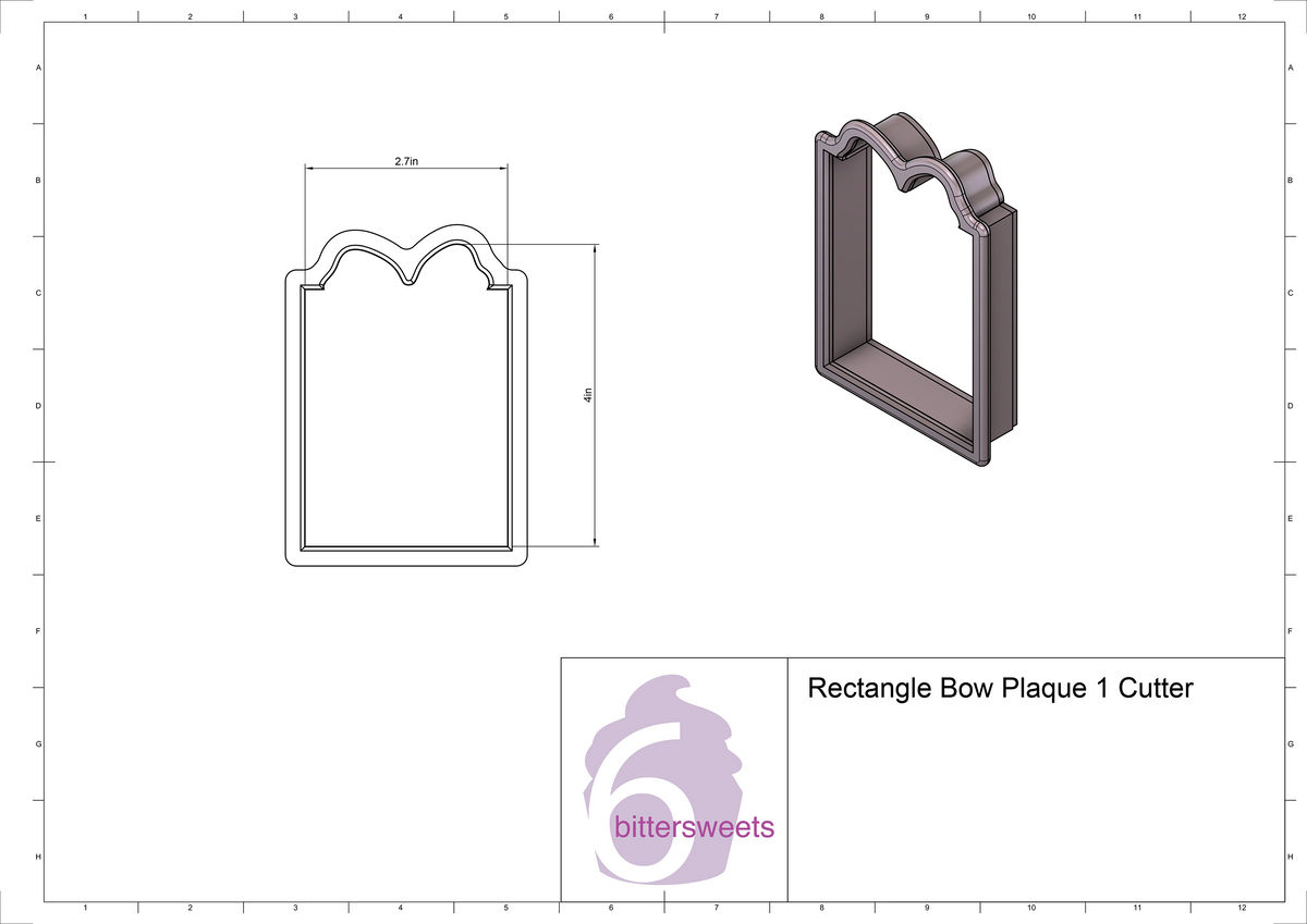 Rectangle Bow Plaque 1 Cookie Cutter