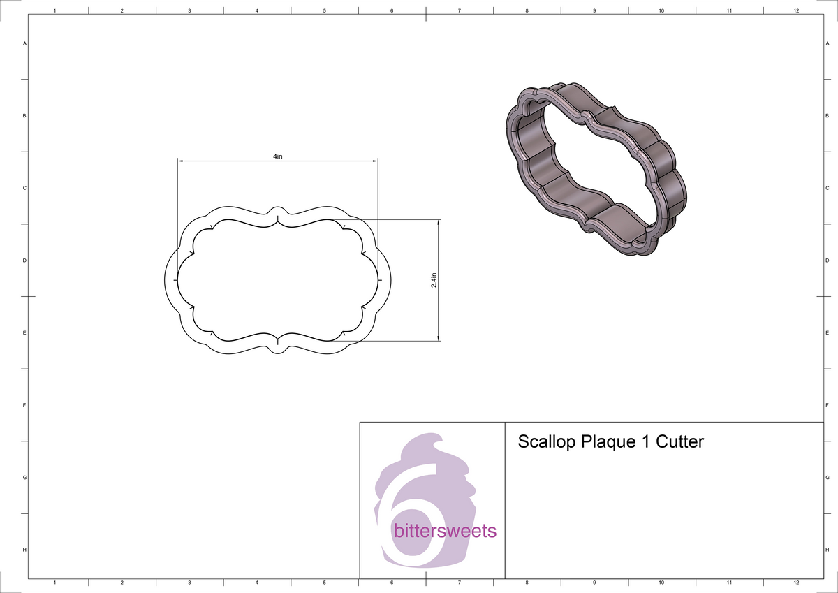 DIGITAL STL Download For Scallop Plaque 1 Cookie Cutter
