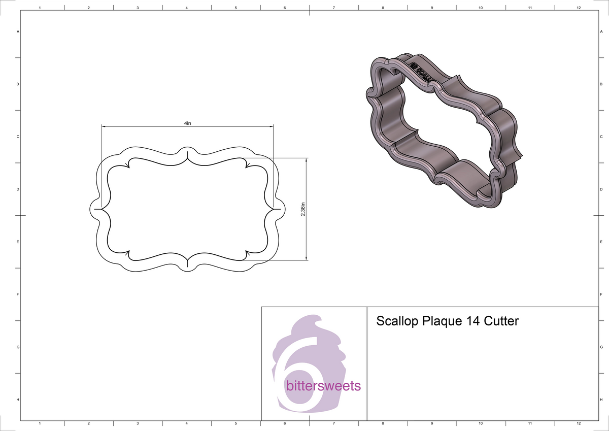DIGITAL STL Download For Scallop Plaque 14 Cookie Cutter