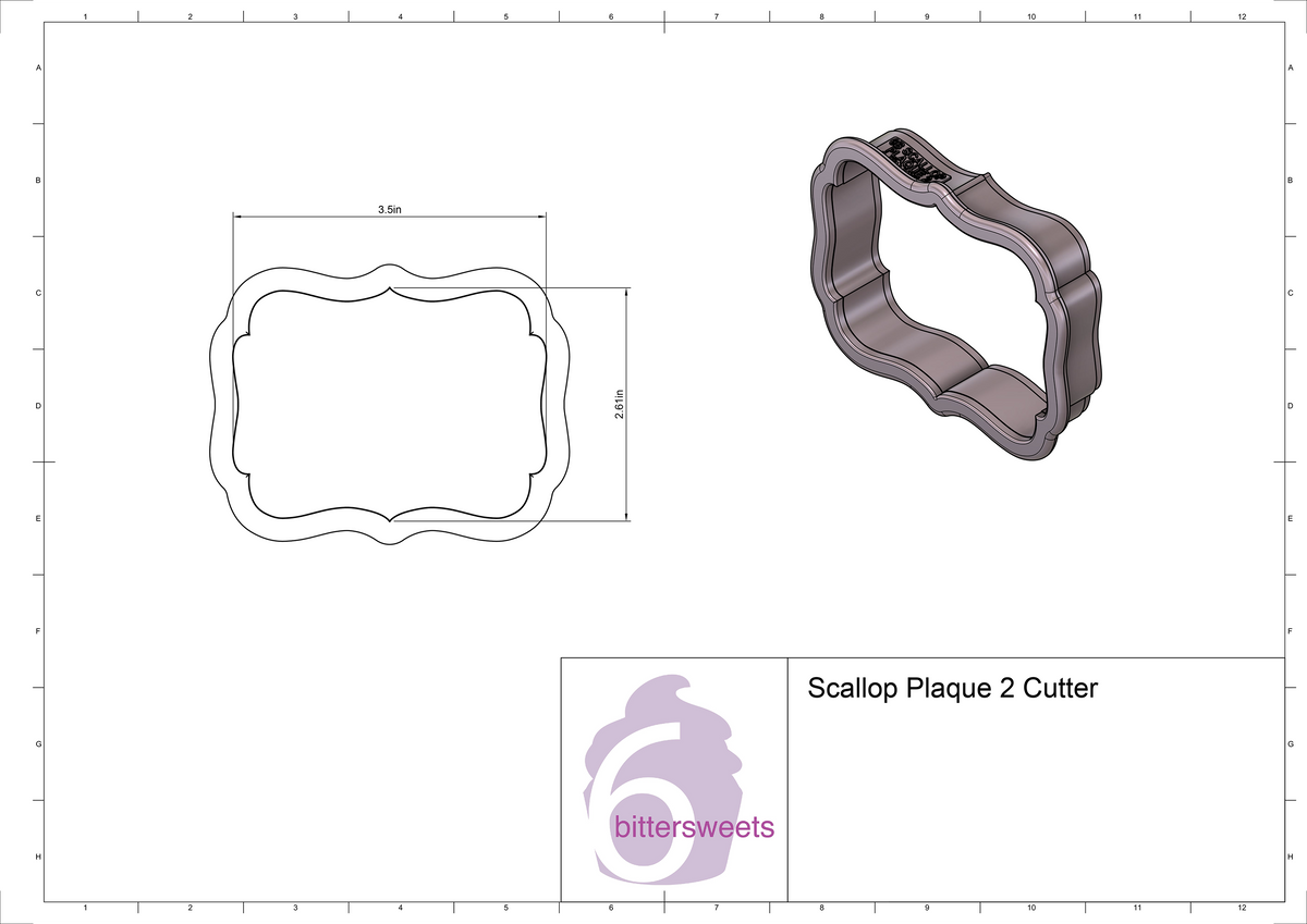 DIGITAL STL Download For Scallop Plaque 2 Cookie Cutter