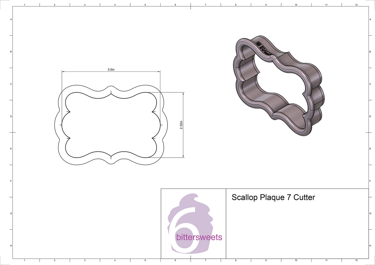 DIGITAL STL Download For Scallop Plaque 7 Cookie Cutter