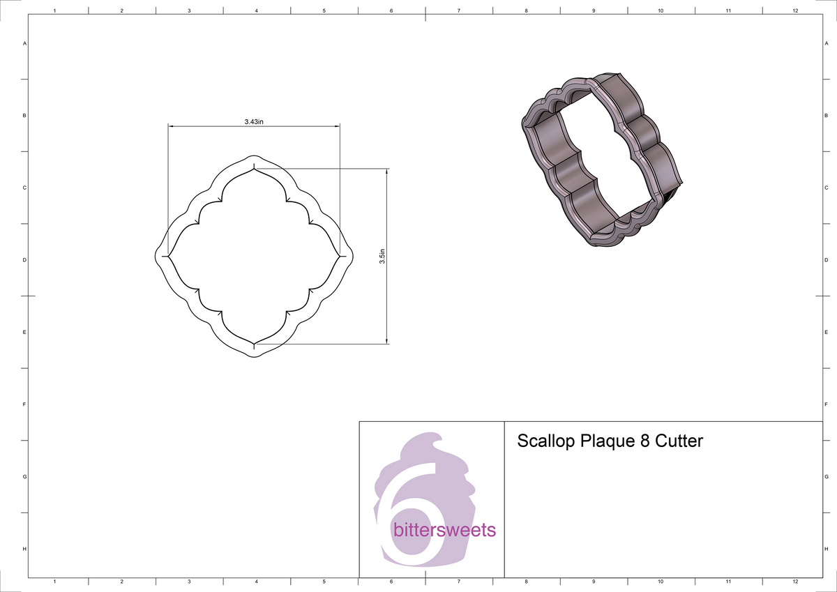 DIGITAL STL Download For Scallop Plaque 8 Cookie Cutter