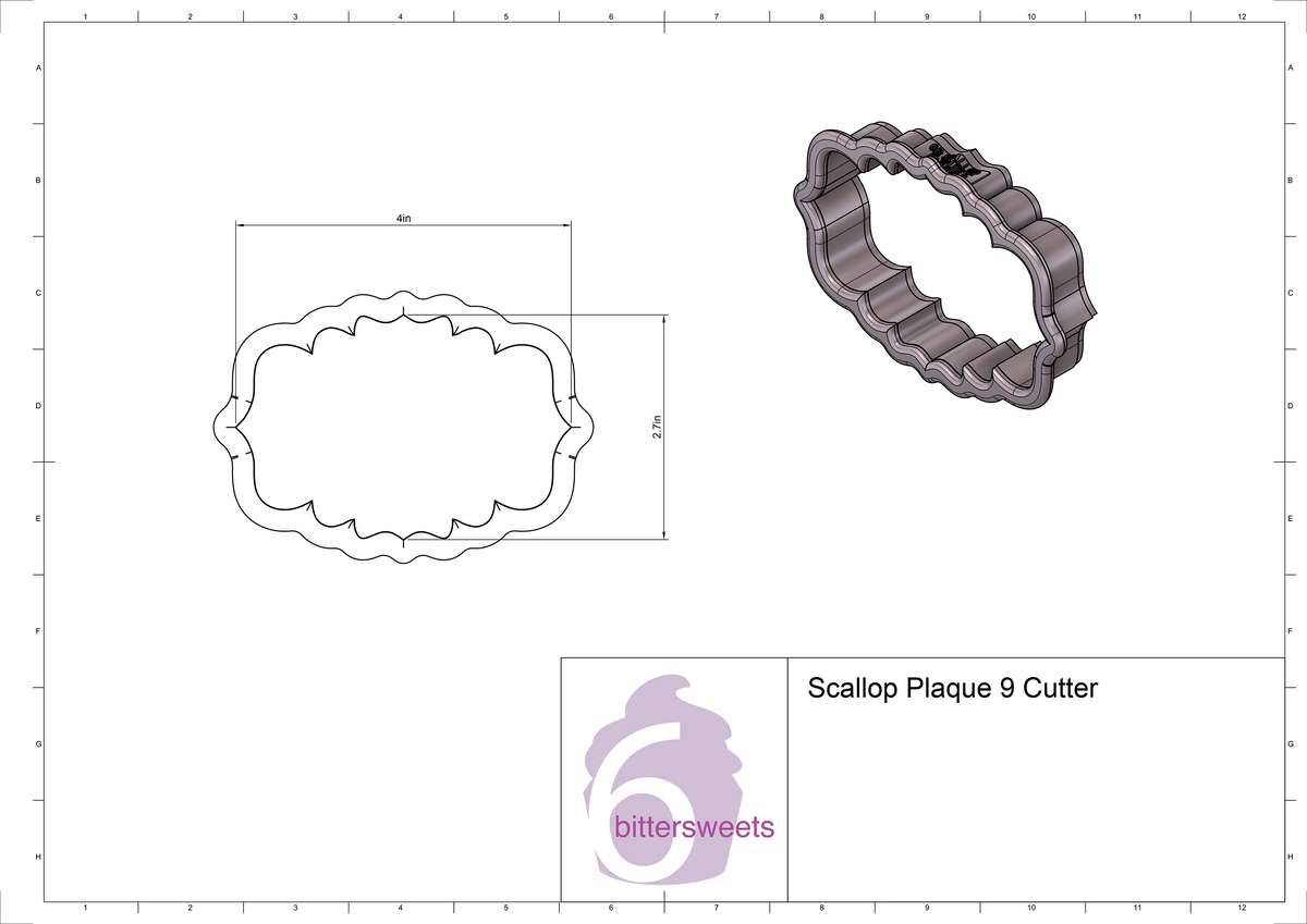 DIGITAL STL Download For Scallop Plaque 9 Cookie Cutter