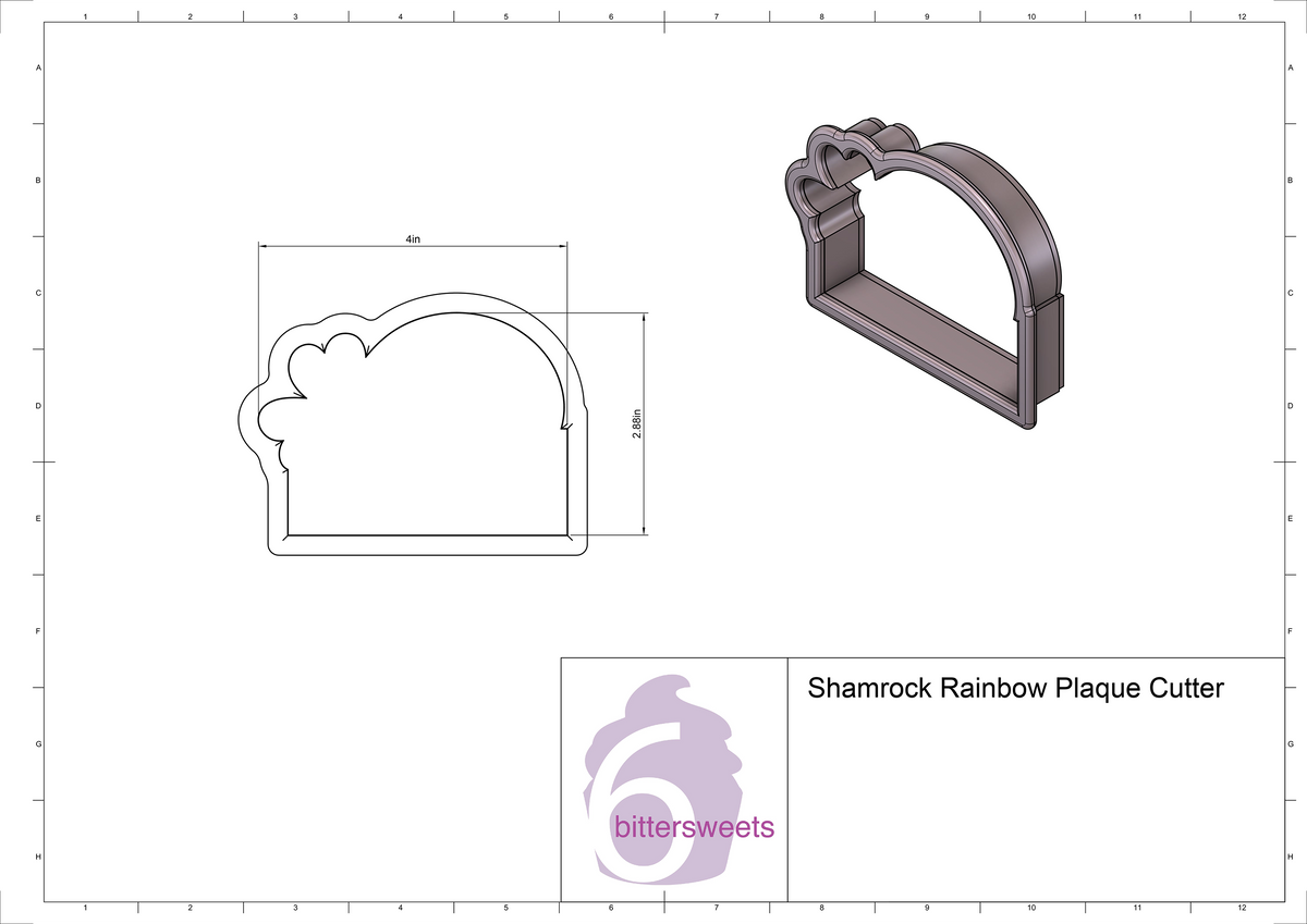 Shamrock Rainbow Plaque Cookie Cutter