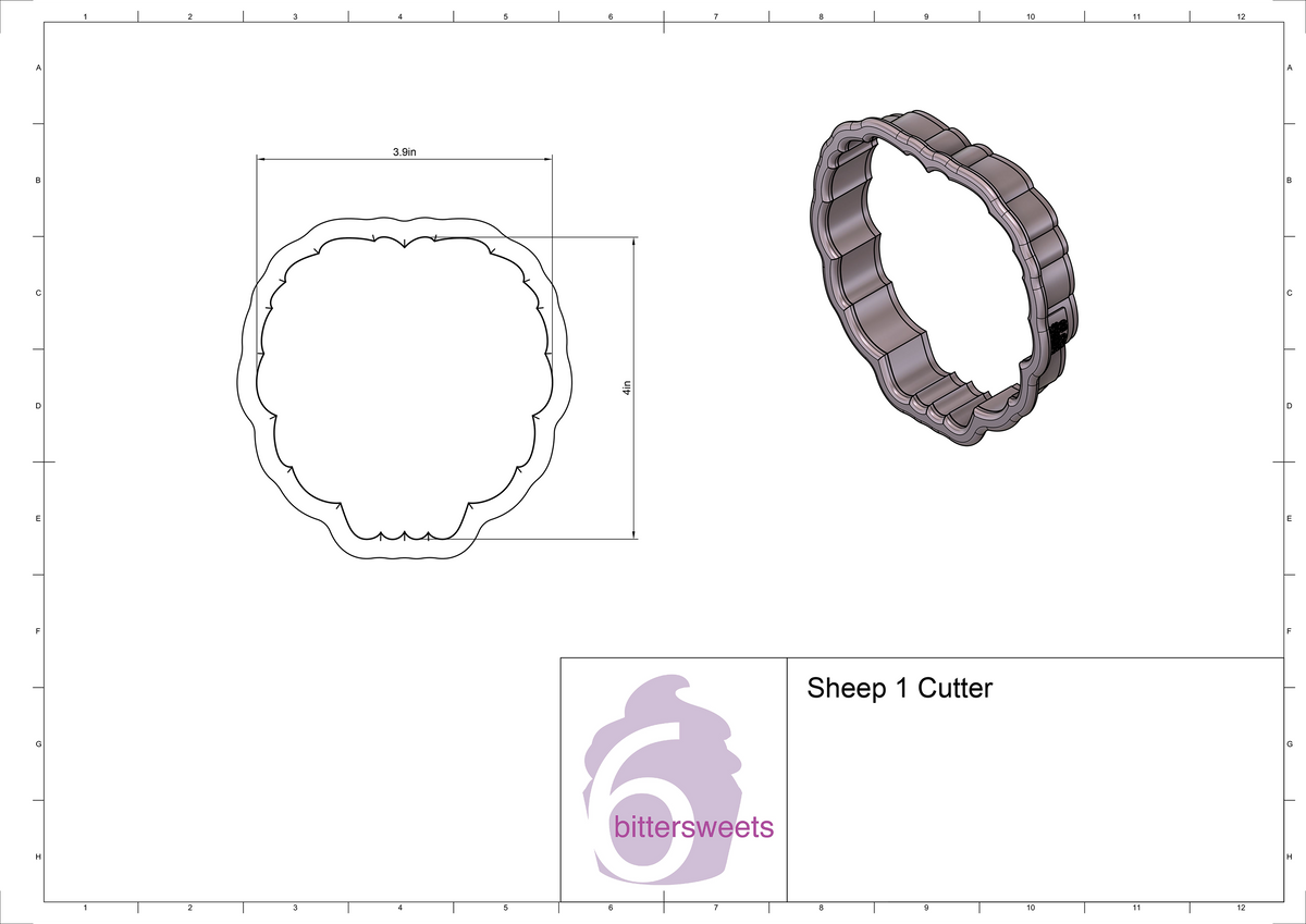 DIGITAL STL Download For Sheep 1 Cookie Cutter