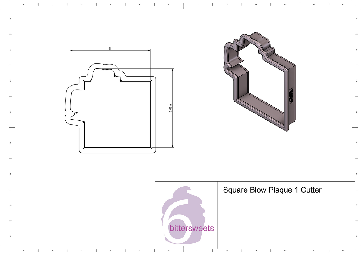 DIGITAL STL Download For Square Bow Plaque 1 Cookie Cutter