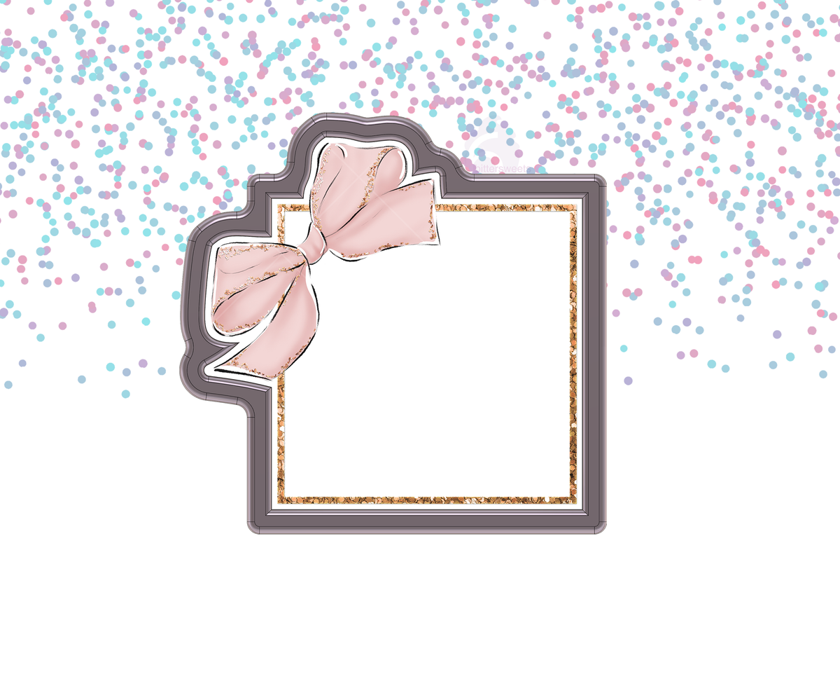 DIGITAL STL Download For Square Bow Plaque 1 Cookie Cutter