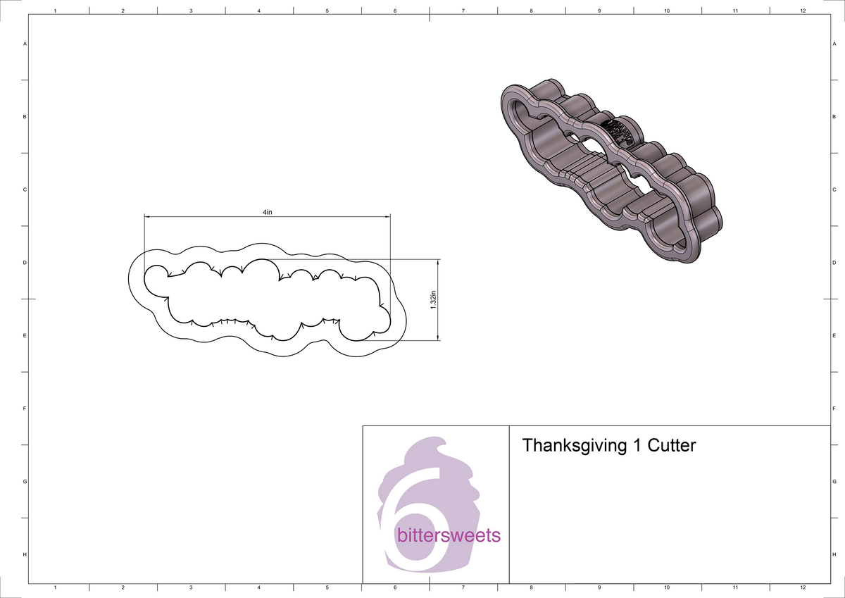 Thanksgiving 1 Lettered Cookie Cutter