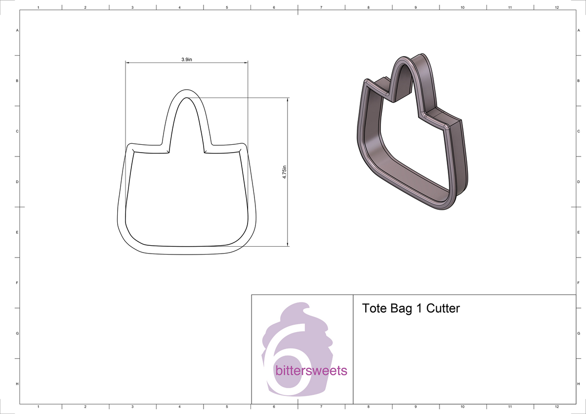 Tote Bag 1 Cookie Cutter - 6 Bittersweets Cutters