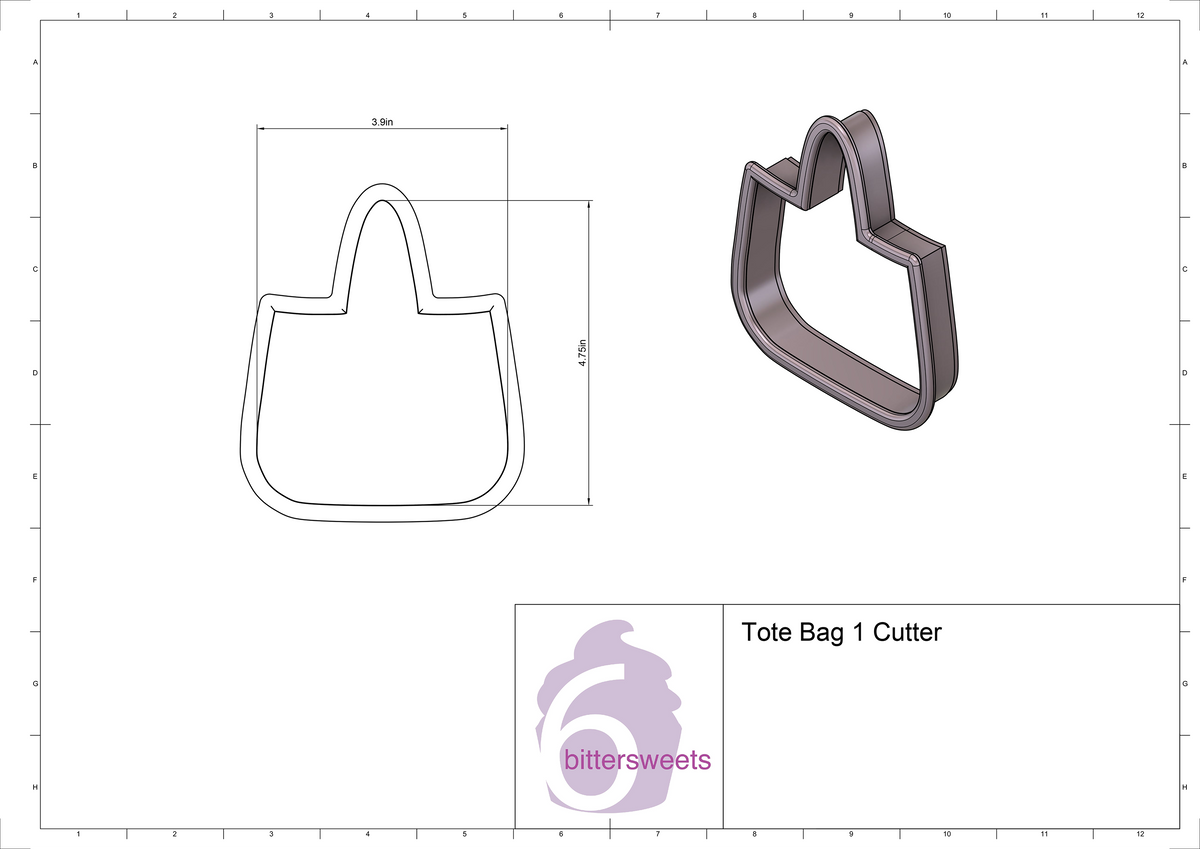 DIGITAL STL Download For Tote Bag 1 Cookie Cutter