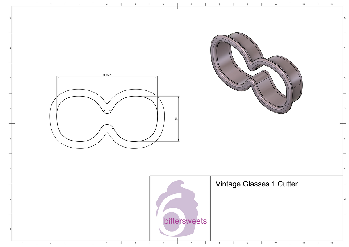 DIGITAL STL Download For Vintage Glasses 1 Cookie Cutter