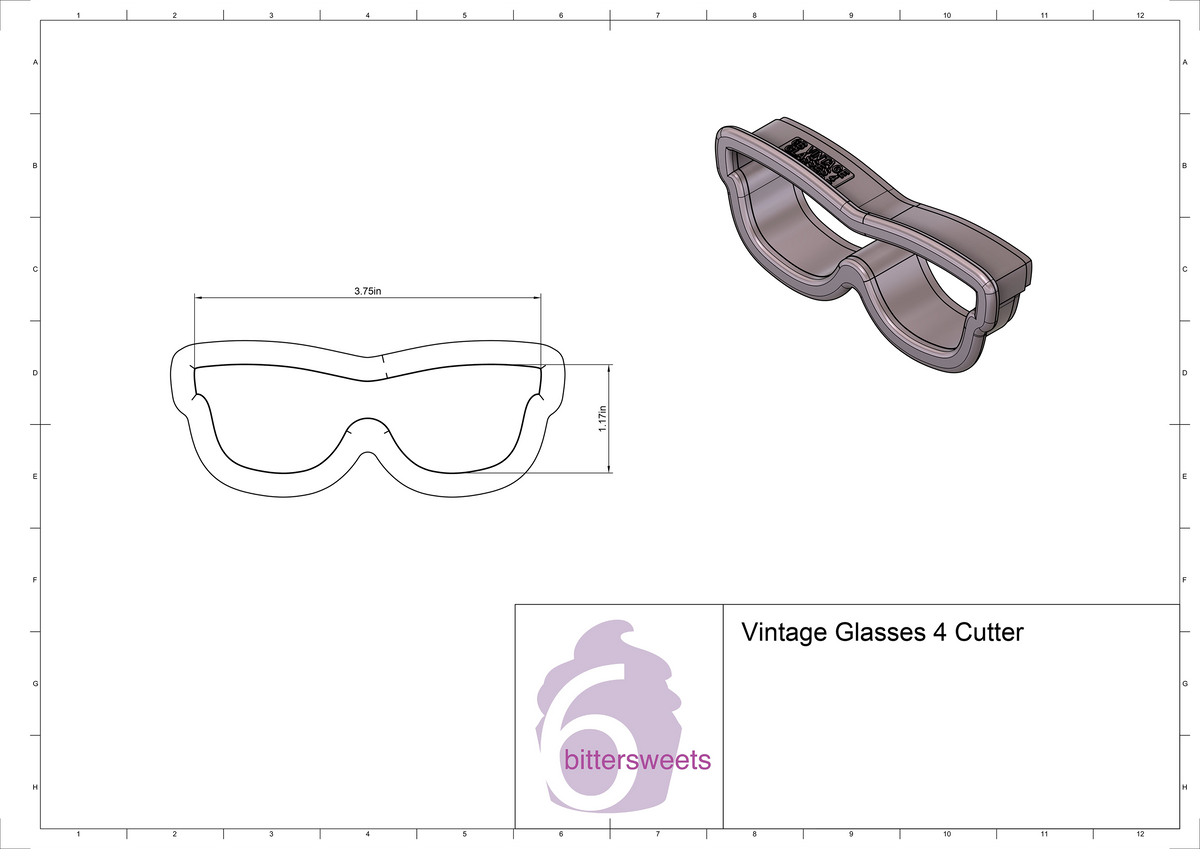 Vintage Glasses 4 Cookie Cutter