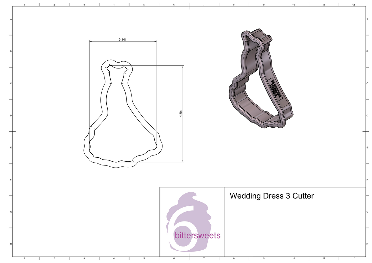 DIGITAL STL Download For Wedding Dress 3 Cookie Cutter