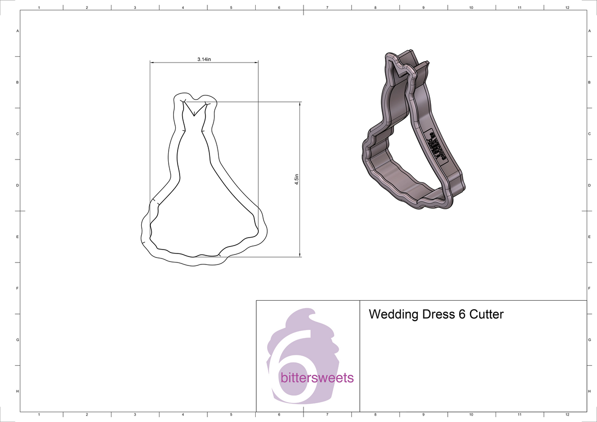 DIGITAL STL Download For Wedding Dress 6 Cookie Cutter