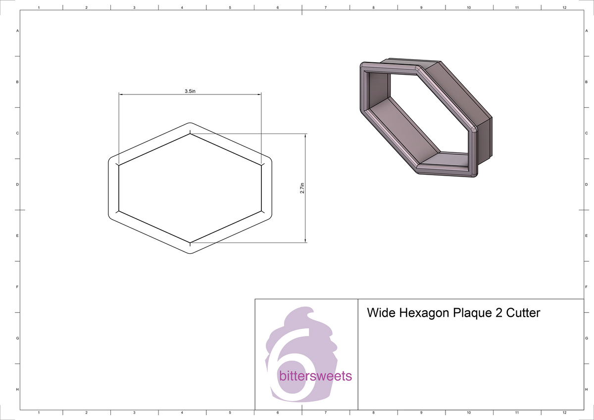 DIGITAL STL Download For Wide Hexagon Plaque 2 Cookie Cutter