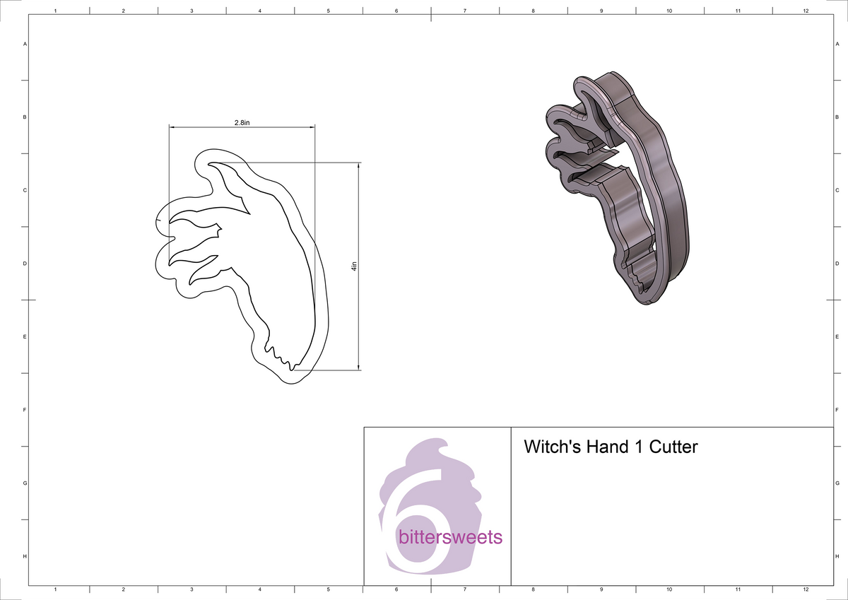 DIGITAL STL Download For Witch&#39;s Hand 1 Cookie Cutter