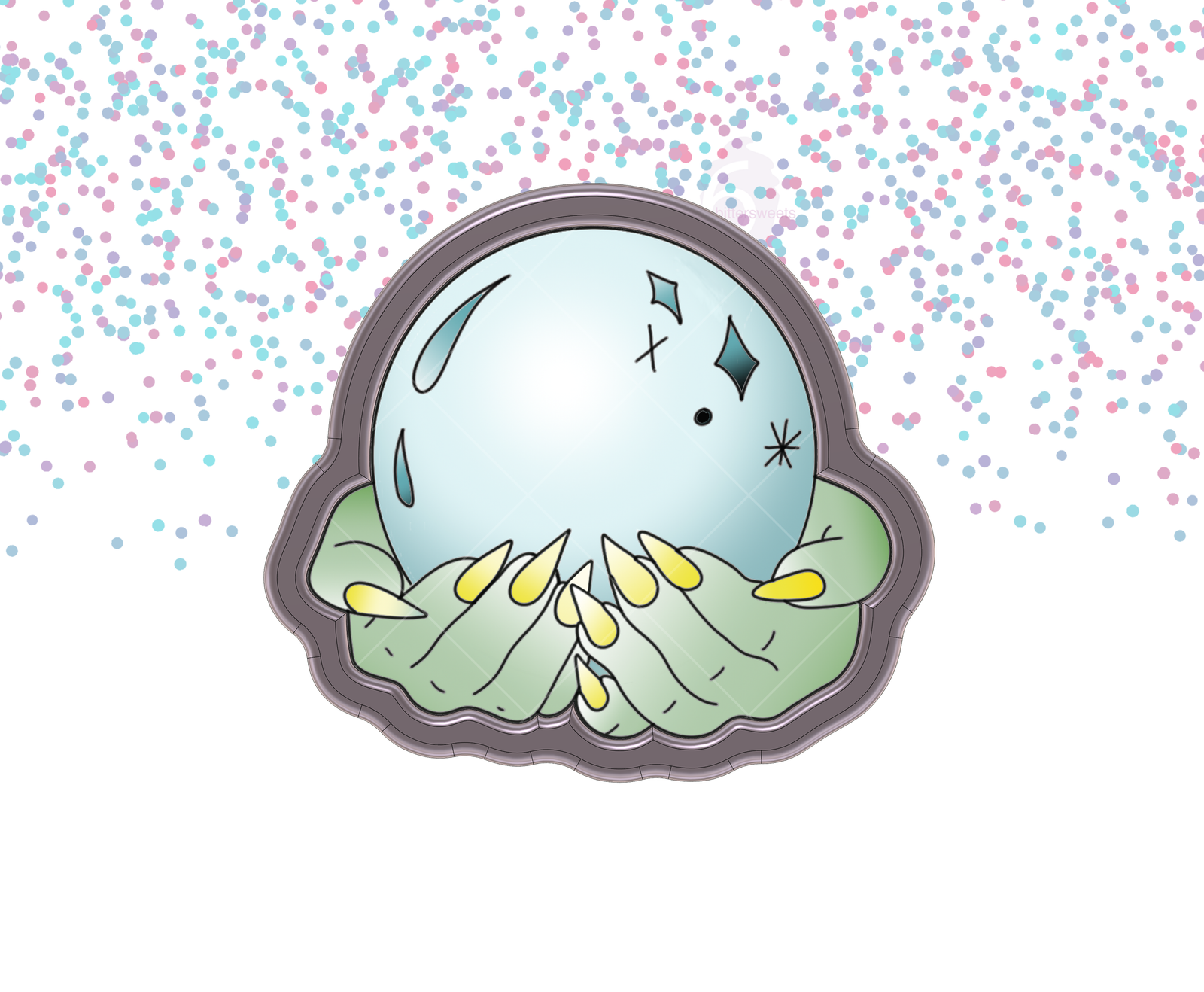 DIGITAL STL Download For Witch's Hands Crystal Ball Cookie Cutter