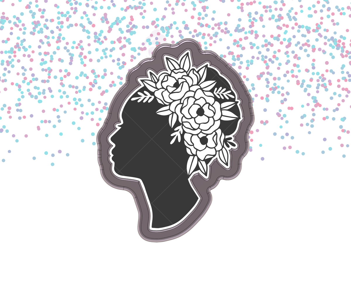 Woman&#39;s Head Floral Profile 1 Cookie Cutter