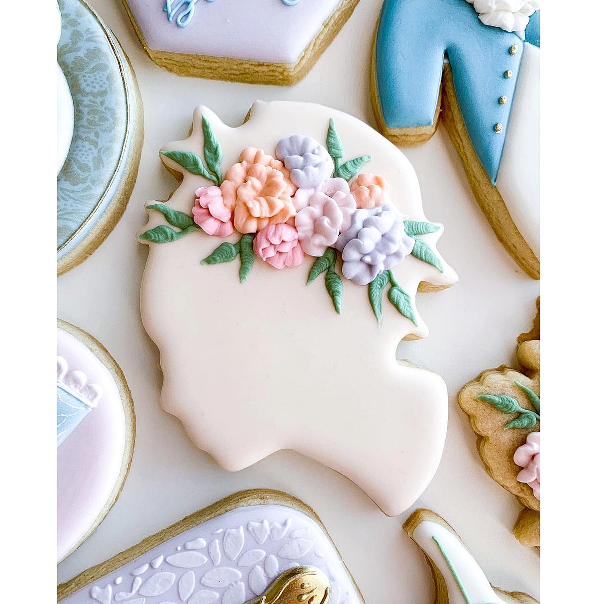 Woman&#39;s Head Floral Profile 1 Cookie Cutter