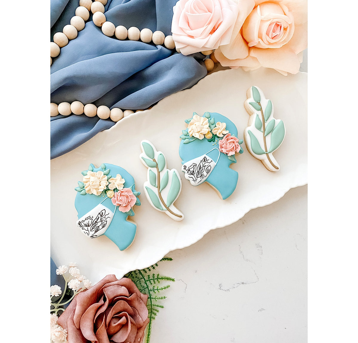 Woman&#39;s Head Floral Profile 1 Cookie Cutter