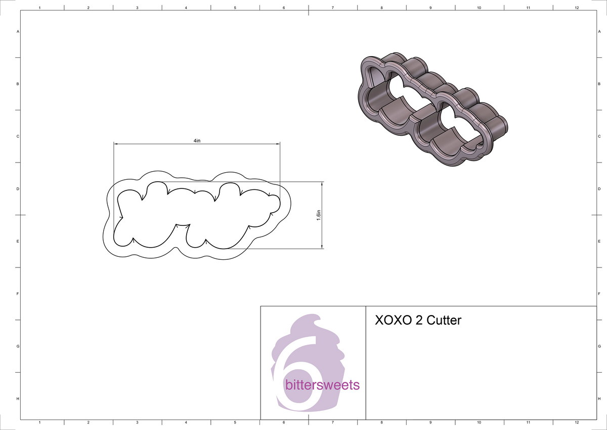 DIGITAL STL Download For XOXO 2 Lettered Cookie Cutter