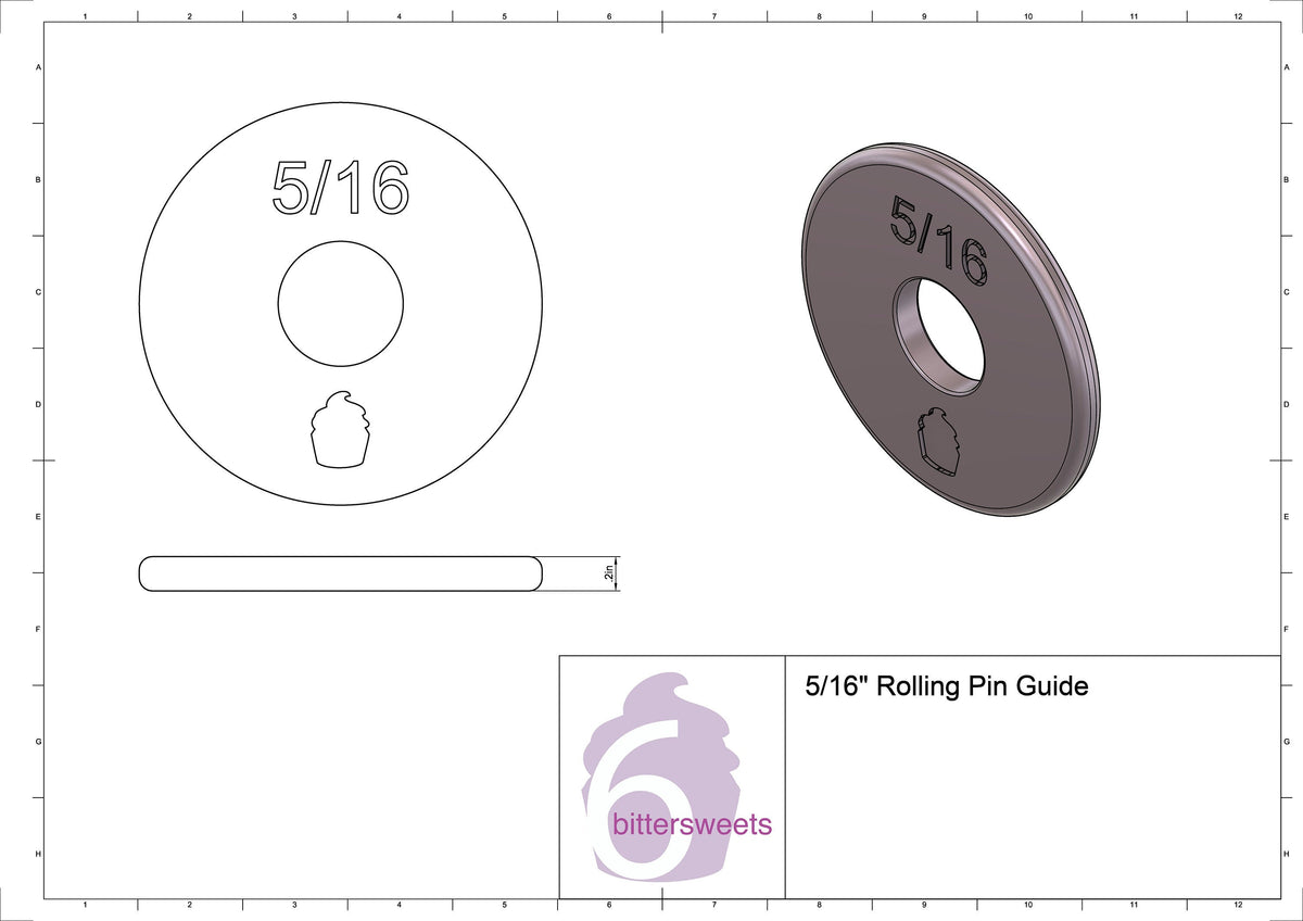 DIGITAL STL Download For 5/16&quot; Rolling Pin Guides (Set of 2)