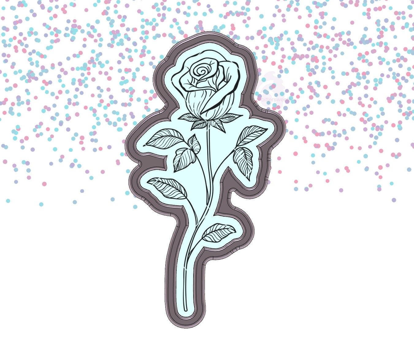 DIGITAL STL Download For Rose With Stem Cookie Cutter