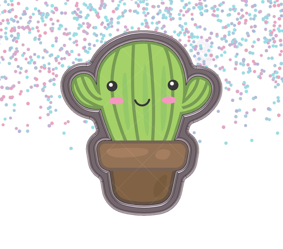 DIGITAL STL Download For Cactus In Pot 1 Cookie Cutter